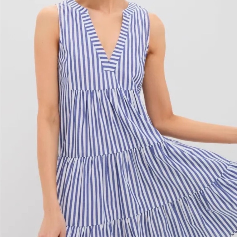 Pomander Place Blue and White Striped Sleeveless Dress resort Tuckernuck Greece